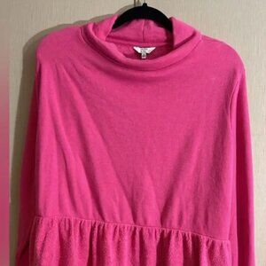 CROWN & IVY Pink Tiered Long Sleeve Top Size: XL